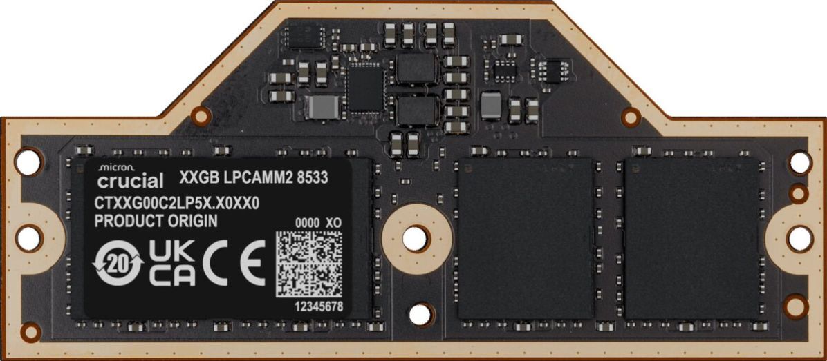 A Crucial lançou uma memória LPDDR5X-8533 de alta velocidade para computadores portáteis.